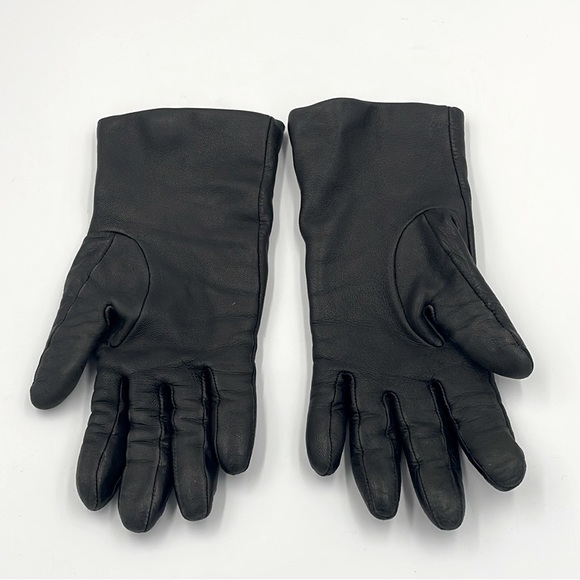 Nordstrom Cashmere Lined Leather Touchscreen Black Gloves - Picture 2 of 7